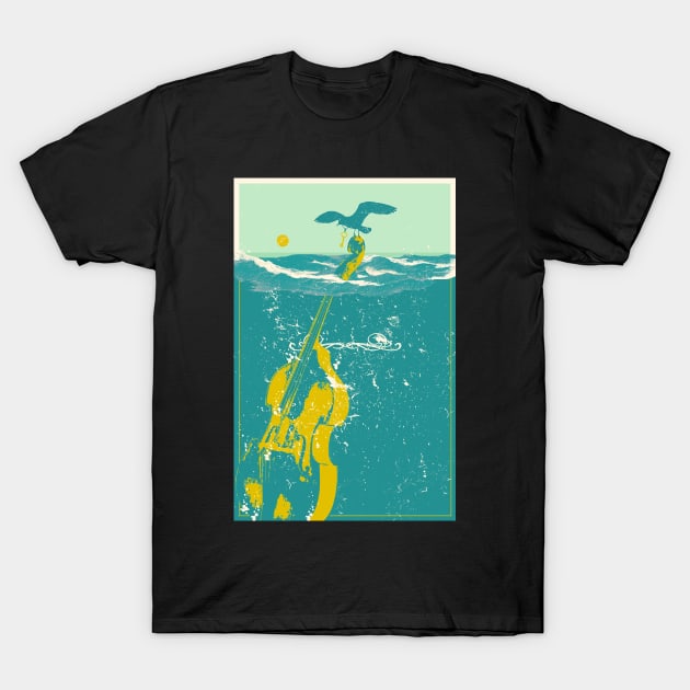 SINKING CELLO (blue) T-Shirt by Showdeer